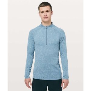 LULULEMON Metal Vent Tech 1/2 Zip II Utility Blue/White Men's XL